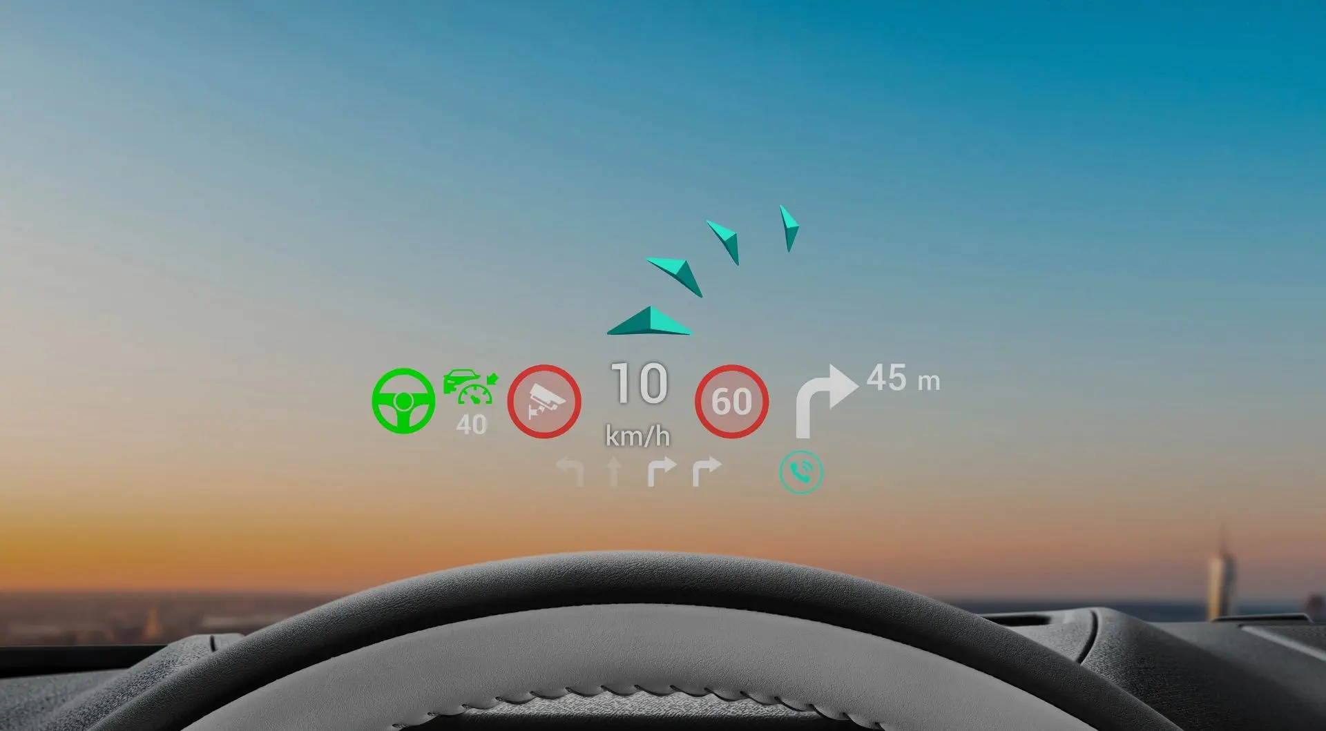 ระบบแสดงข้อมูลการขับขี่บนกระจกหน้าพร้อมระบบนำทางแบบ AR